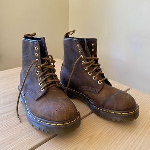 Brown leather Doc Martens lace up boots